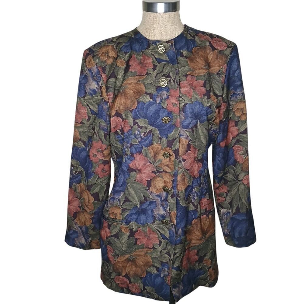 Vintage Toni Garment for CC Magic Jacket Womens M Floral Blazer Button Front